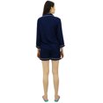 thumbnail image 4 of Bimba Button-Down Shirt With Elastic Waist Shorts 2 Pcs Full Sleeve Night Wear Set, 4 of 11