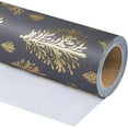 thumbnail image 3 of 3D Kraft Christmas Wrapping Paper Roll - Mini Roll - 17 Inch x 16.5 Feet - Gold and Dark Grey Christmas Tree Wrapping Paper with Embossed Perfect for Holiday, Party Celebration, 3 of 14