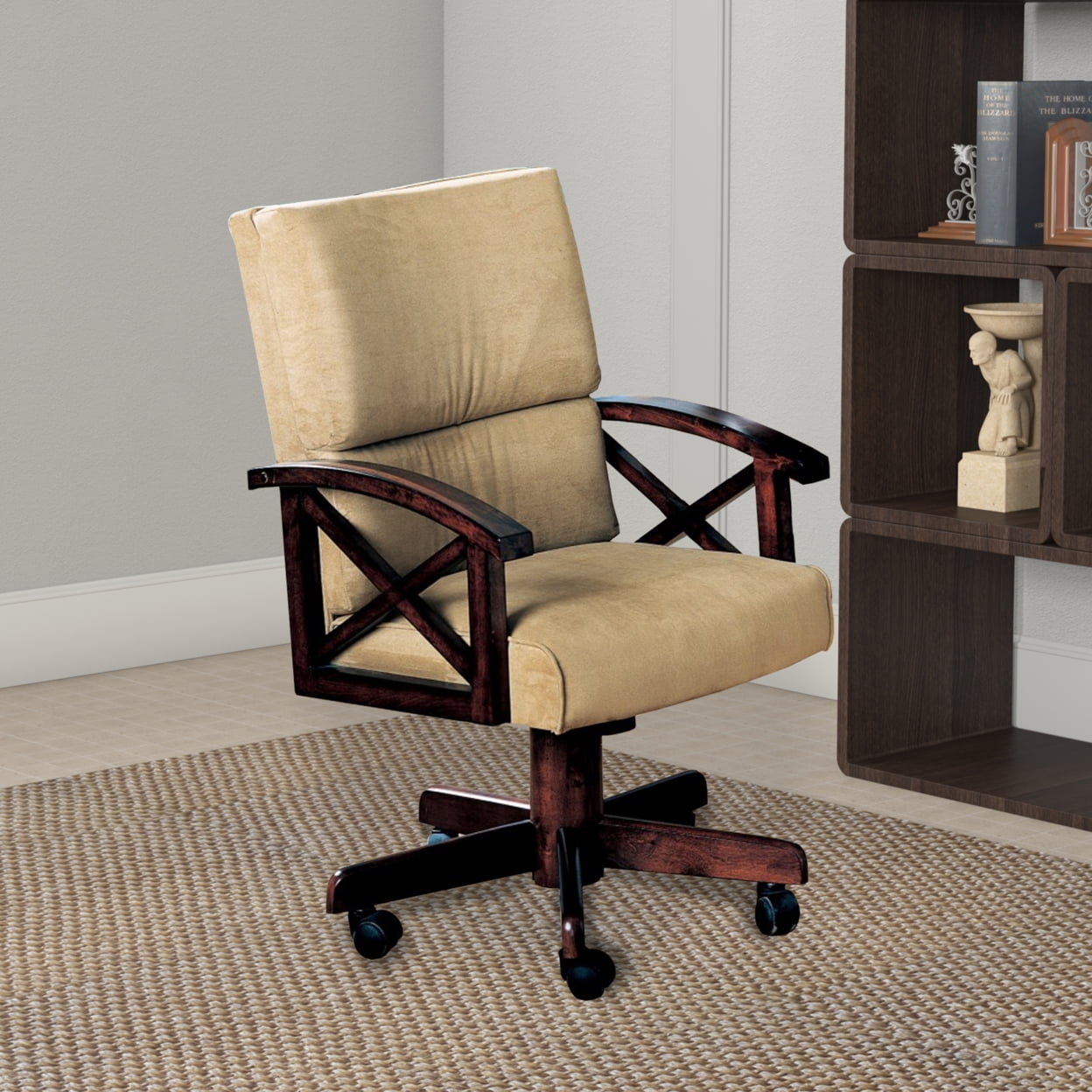 Coaster Marietta Transitional Fabric Upholstered Game Arm Chair in Tan