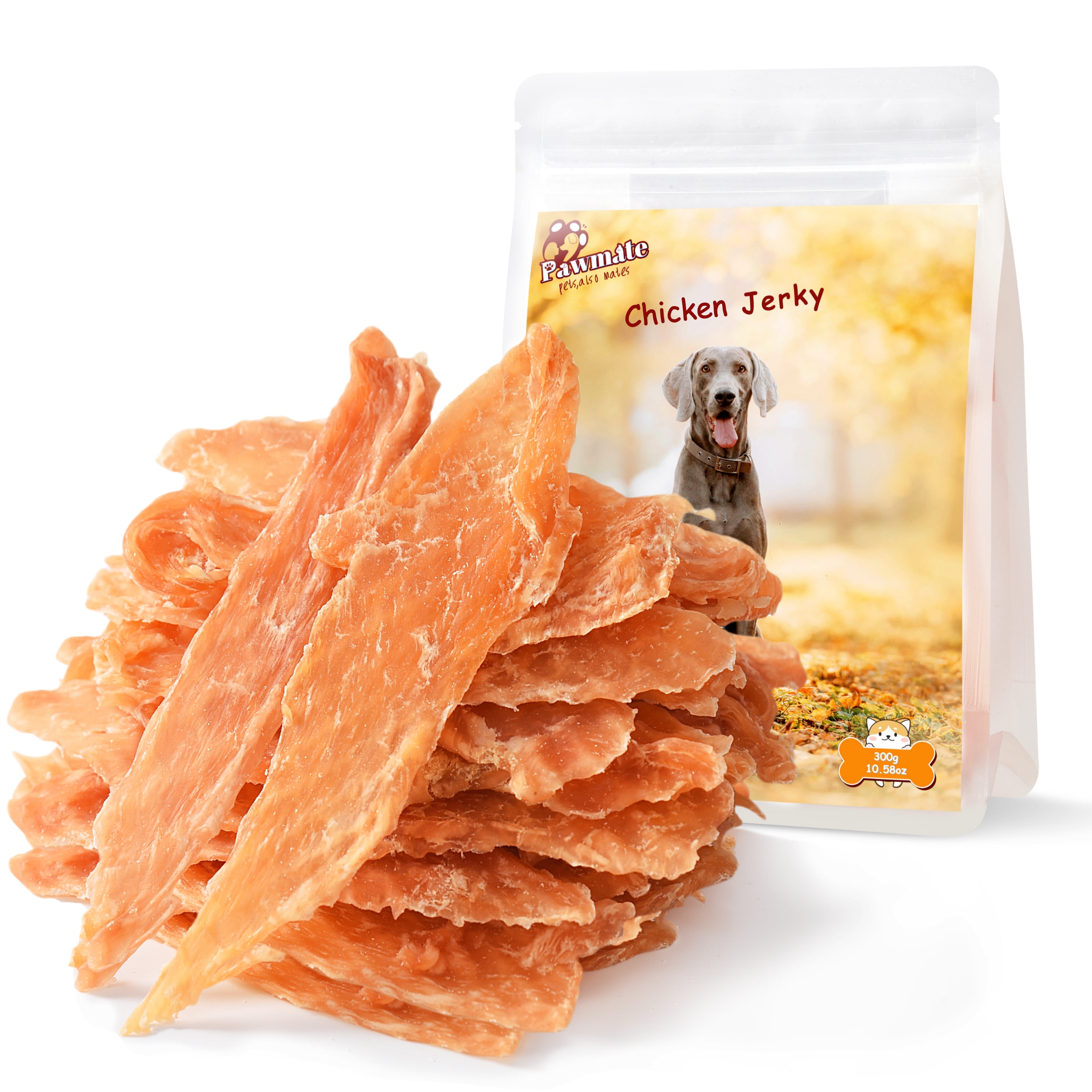 (2 pack) Pawmate Chicken Jerky Dog Treats, Pure & Tasty Jerky for Small Medium Large Dogs, 11oz