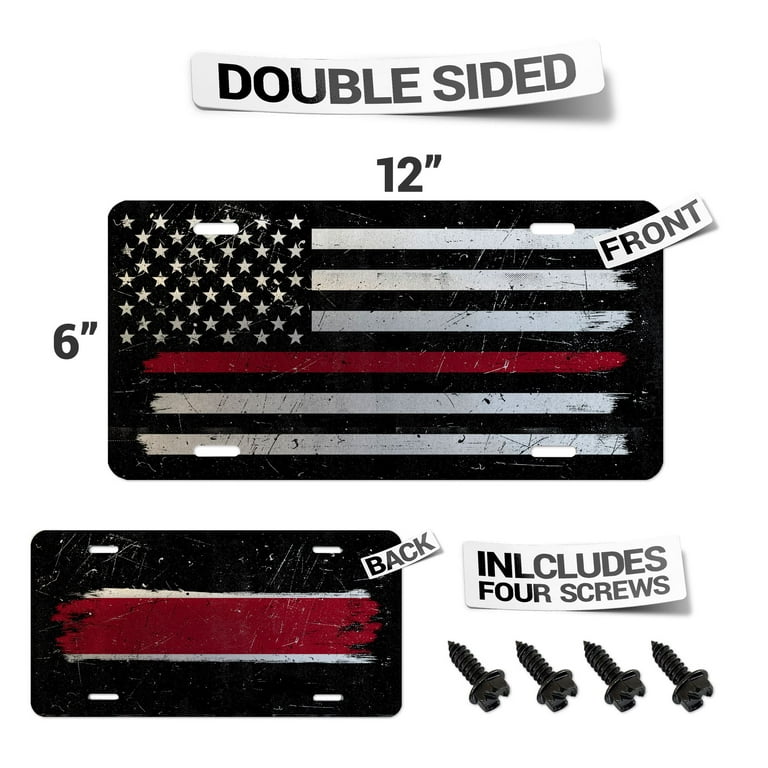 USA Made - Double Sided Extra Thick Brushed Aluminum Thin Red Line