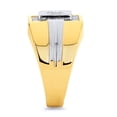 thumbnail image 3 of Wellingsale Mens Solid 14k Two 2 Tone White and Yellow Gold Polished CZ Cubic Zirconia Right Hand Ring Band - Size 10, 3 of 5