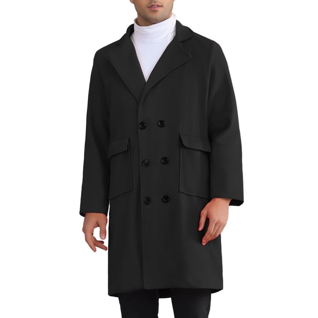 Abrigos de invierno INSPIRE CHIC para hombres con cuello de muesca, abrigo largo de doble botonadura