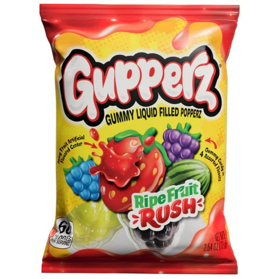 Gupperz Ripe Fruit Rush Liquid Filled Gummy Poppers, 4 Assorted Flavors, 2.54oz