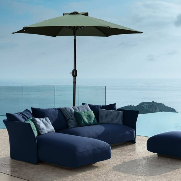 Davee Furniture 7.5 Ft Green Patio Umbrella with Tilt and Crank