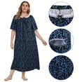 thumbnail image 4 of Xmarks Womens Round Neck Nightgowns, Short Sleeve Sleepwear, Over Knee Length, 4 of 9