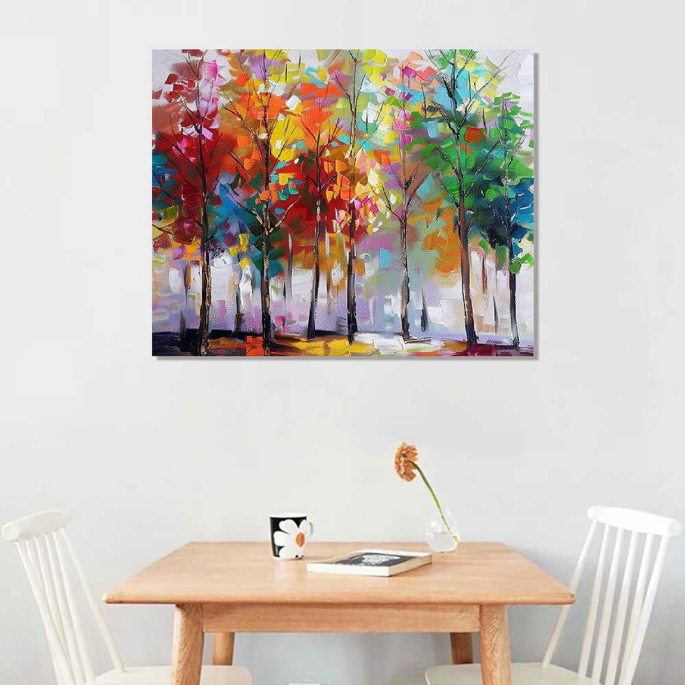 Art Tree Canvas Prints Wall Art for Home Decor, Large Colorful Trees Branches Forest Pictures for Living Room Bedroom Ready to Hang