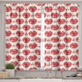 thumbnail image 2 of Ambesonne Kissing Valance & Curtain, Lip and Heart Shape Motif, 55"x36", Dark Coral and Champagne, 2 of 7