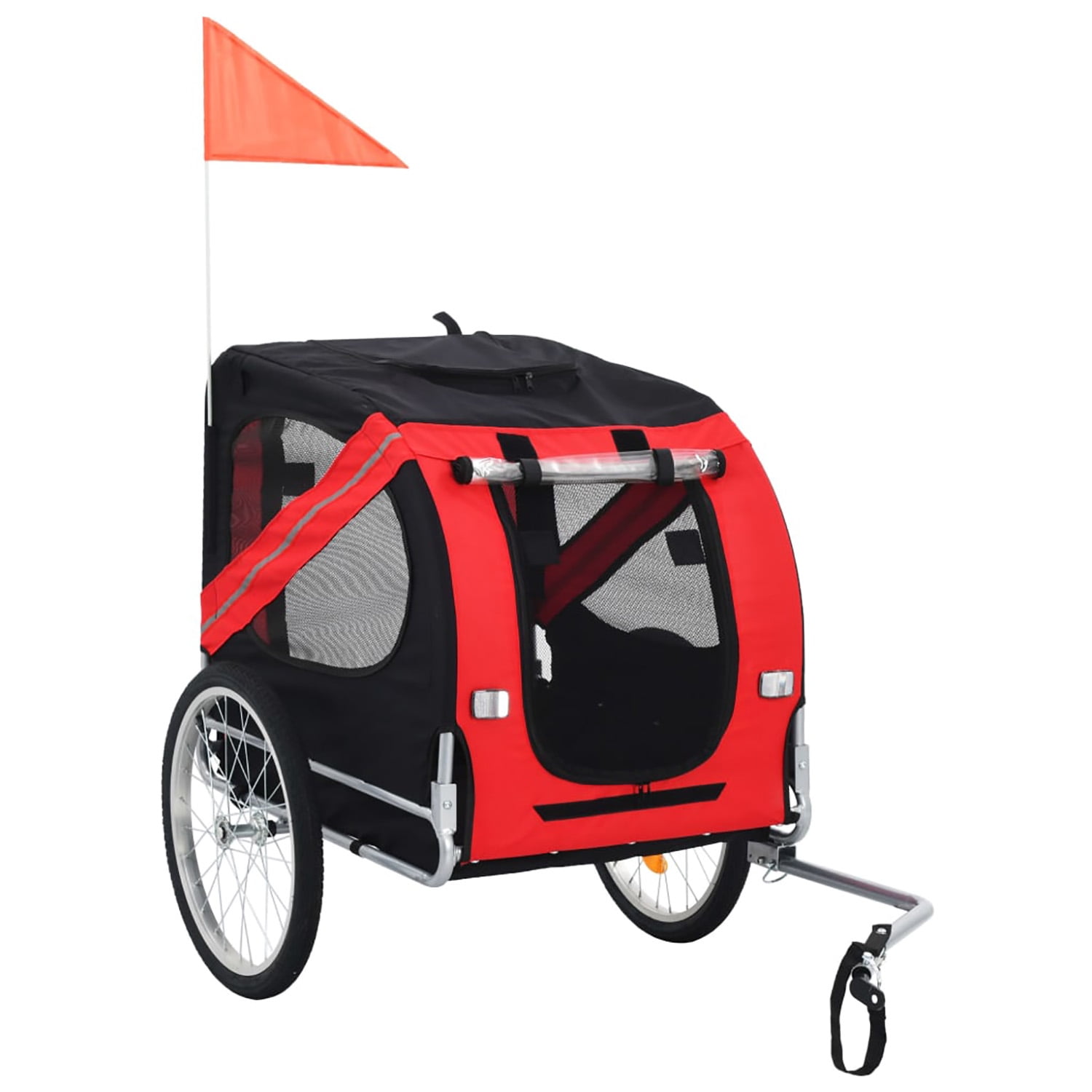 Pefilos 2 in 1 Dog Bike Trailer for Small and Medium Dogs, Pet Stroller Bicycle Carrier w/Hitch, Suspension, Visibility Flag and Reflectors, 55lb Weight Capacity, Red Pefilos 2 in 1 Dog Bike Trailer for Small and Medium Dogs, Pet Stroller Bicycle Carrier w/Hitch, Suspension, Visibility Flag and Reflectors, 55lb Weight Capacity, Red
