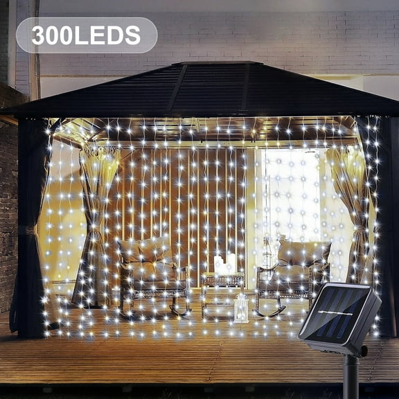 Li Xianchai 1pc Solar Curtain String Lights Outdoor Fairy Lights Solar Powered Twinkle String Lights 8 Modes For Home Garden Patio Decor