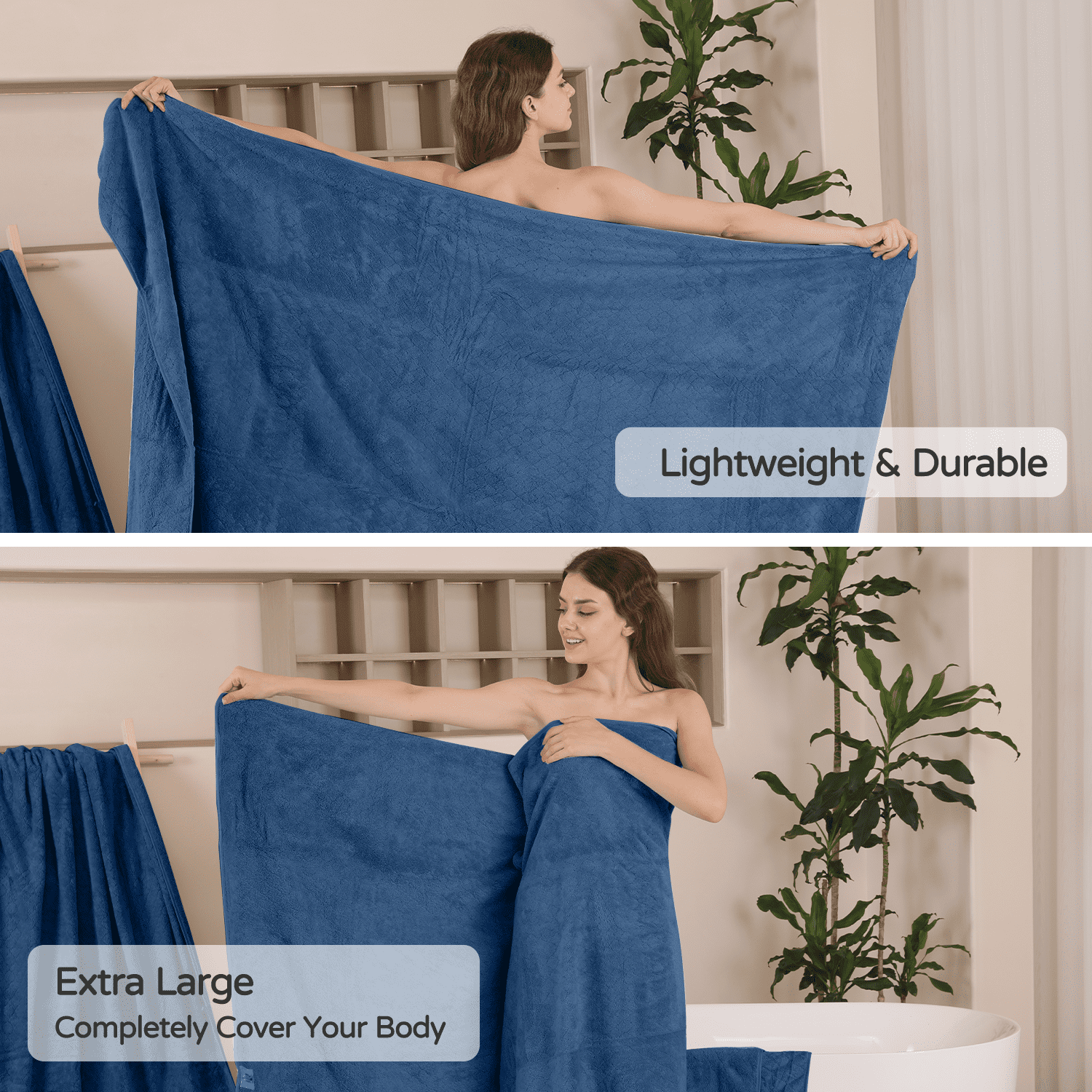 Beartech 8 Piece Microfiber Bath Towels Set - 2 Bath sheets,2 Hand Towels,4 Washcloths,Soft & Highly Absorbent Family Towels,Quick Dry & Less Lint Shower towels for Bathroom,Spa-Navy Blue