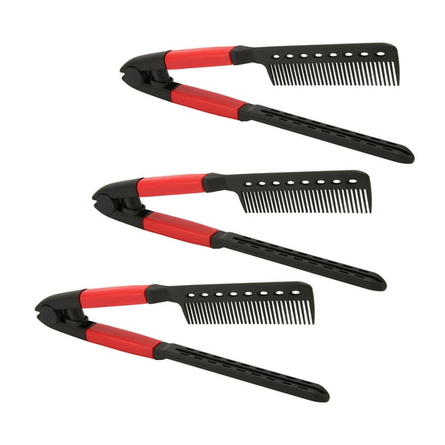 Hair Straightening Comb, 3Pcs V Shaped Styling Hair Comb Lightweight Multipurpose Durable High Temperature For Knotty Hair