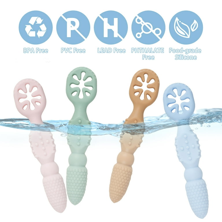 2 Pcs Baby Spoons Self Feeding 6 Months Silicone Baby Spoons First Stage  and