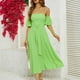 thumbnail image 2 of Gibobby Vestido Causal para Mujer de Verano Vestido de verano de color para mujer Vestido maxi con abertura lateral de manga de burbuja para vacaciones(Verde,G), 2 of 5