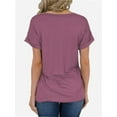 thumbnail image 3 of Womens V-Neck Shirts with Front Pocket Decoration Short Sleeve Solid Casual Loose Fit Trendy T-Shirt, 3 of 4