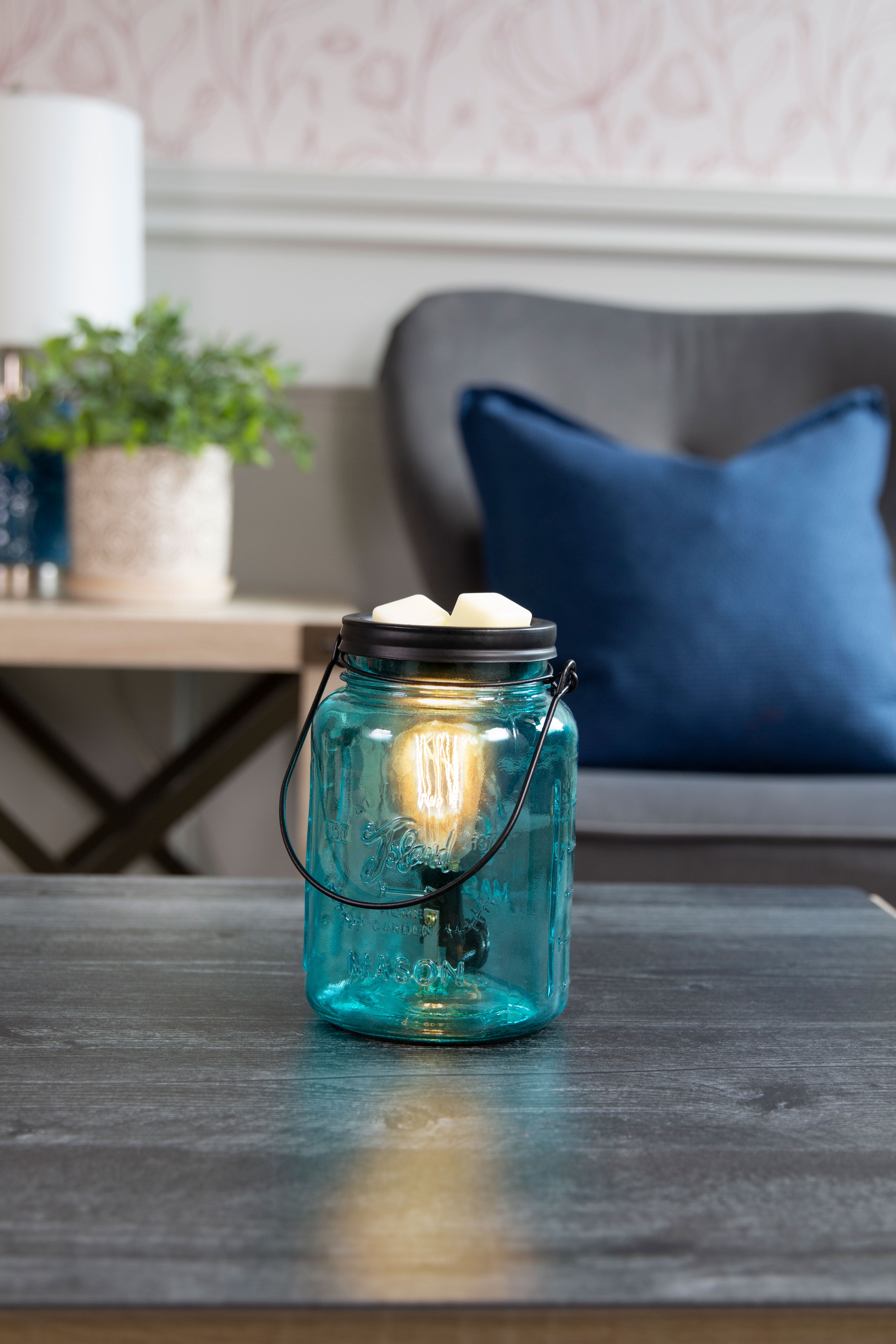 IllumiScents Aqua Mason Jar, Electric Wax Warmer for Scented Wax