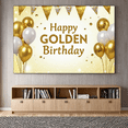 thumbnail image 6 of LUUFILx Glittery Golden Happy Golden Birthday Banner Backdrop Background Party Decoration, 6 of 7