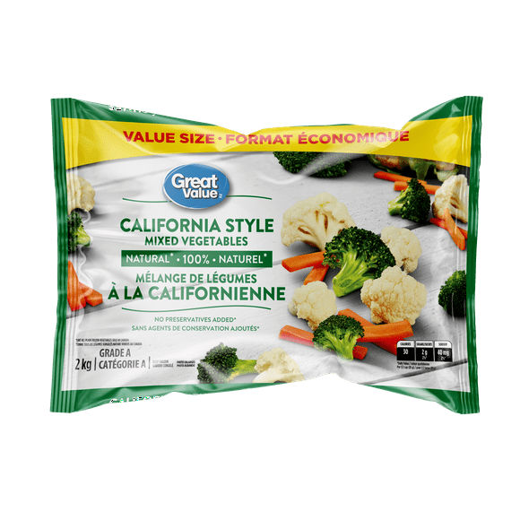 Great Value California Style Mixed Vegetables, Grade A, Value pack, 2 Kg