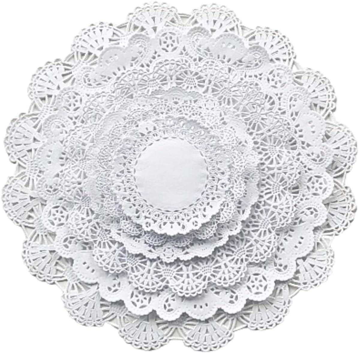 5-inch pack of 100 by The Baker Celebrations; Made in Canada White Round Paper Lace Doilies