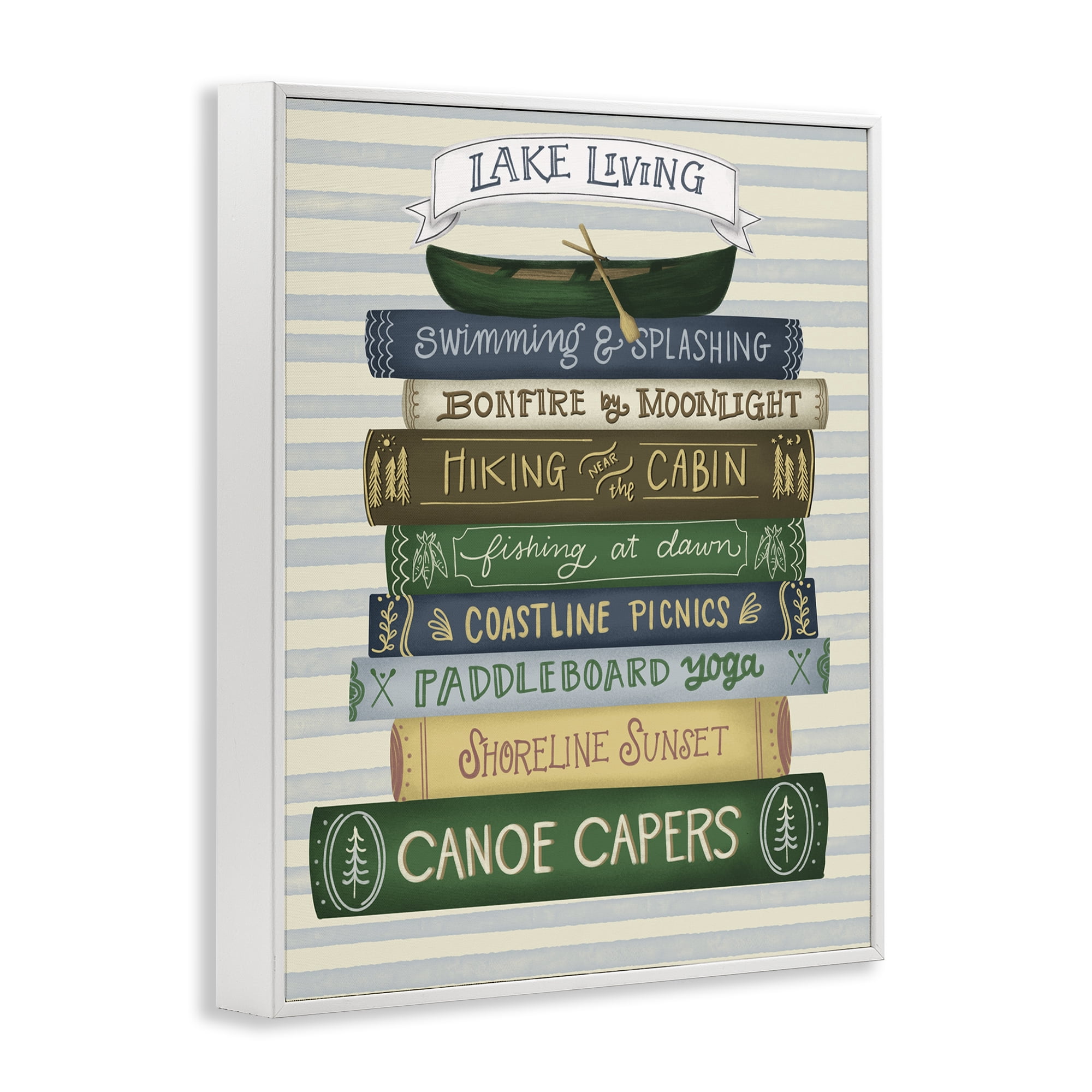 Stupell Industries Lake Living Books White Framed Giclee Art, design by Giao Williams