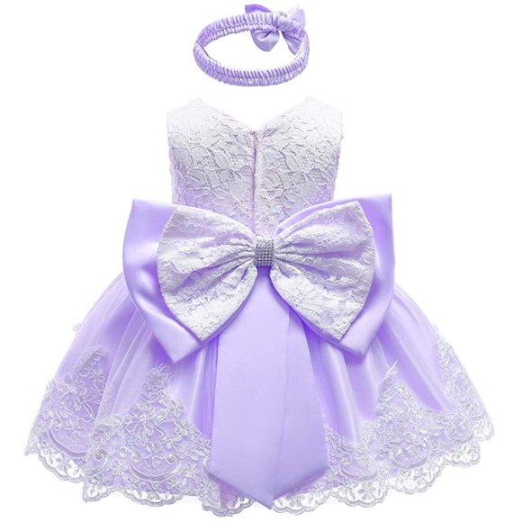 Sylvamorning Robe pour Nouveau-Née Fille Robe Tutu de Princesse Robe de Fête d'Anniversaire + Bandeau