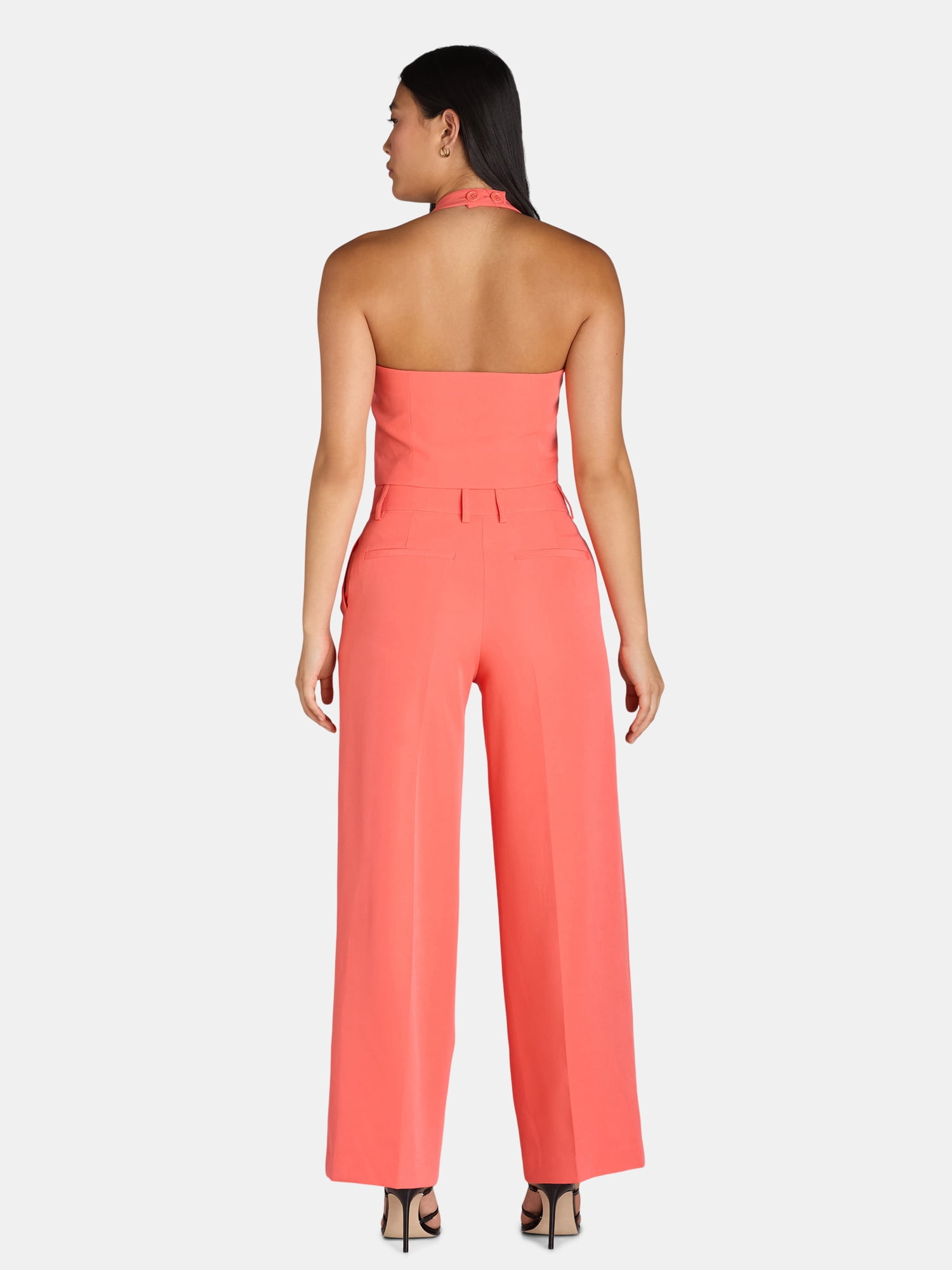 Attitude Unknown Women's Halter Vest and Wide Leg Pants Suit, 2-Piece, Sizes XS-XL