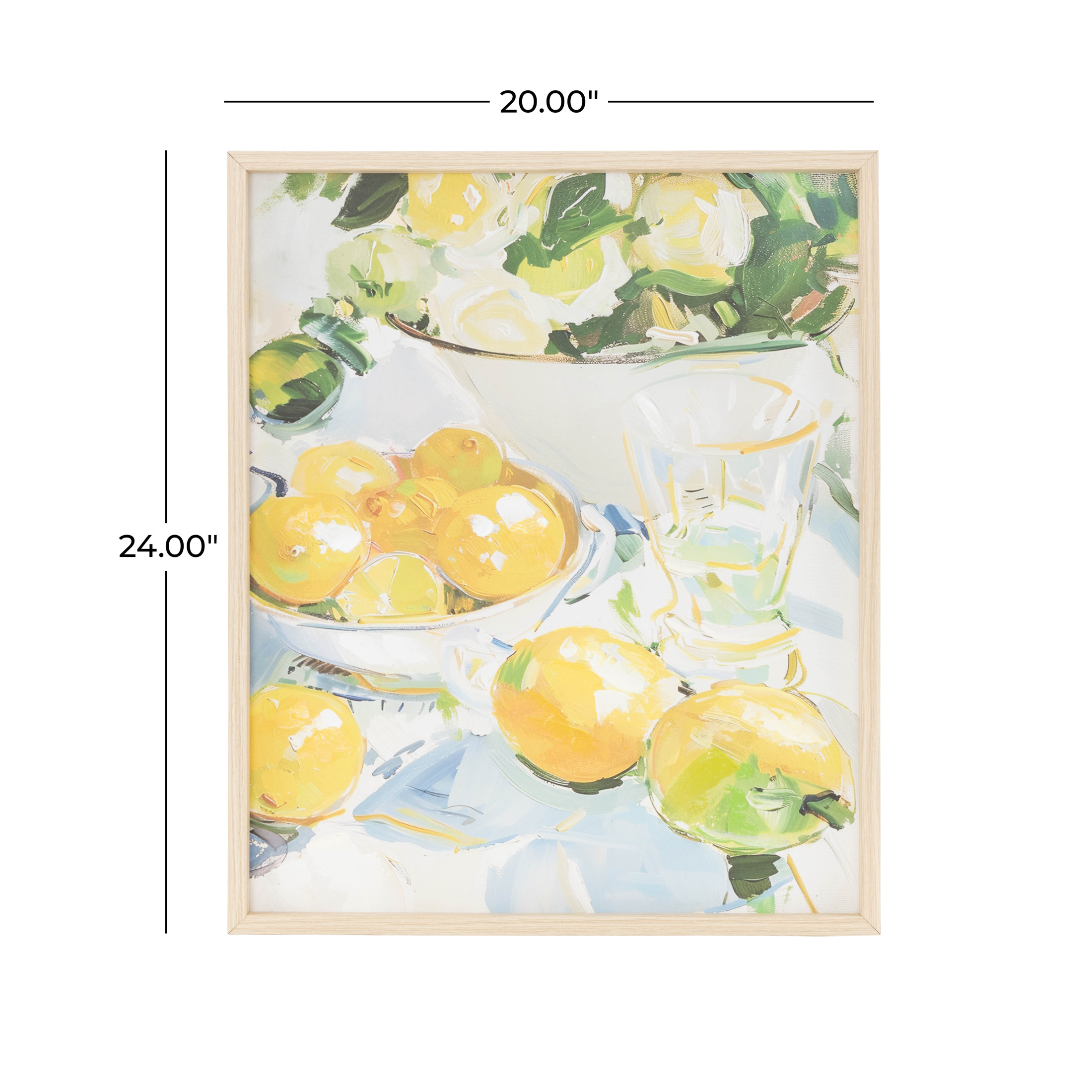 24" x 20" Lemon Fruit Framed Wall Art with Light Brown Frame, by DecMode