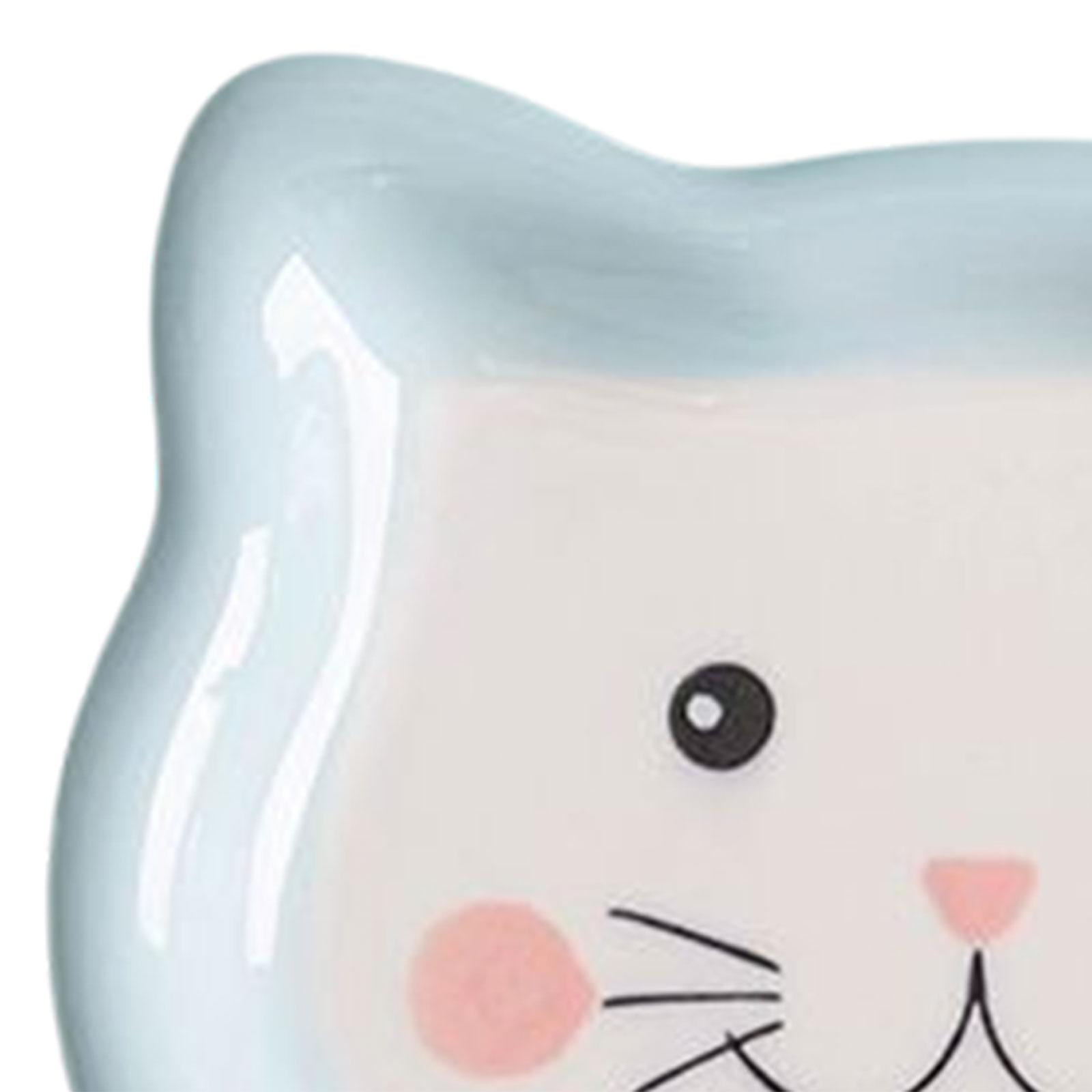 GROWTH TANK Cartoon Cat Bowl Easy to Clean Dog Bowl Feeder Bowls Mini Feeding Plate Ceramics blue