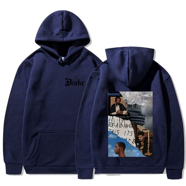 QIUPING Sweat à Capuche Vintage Imprimé Album de Musique Motif Rappeur Drake Pull Poignée Y2k Décontracté Manches Longues