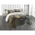 thumbnail image 2 of Ambesonne Brown Quilted Coverlet 3 Pcs, Vintage Boxing Gloves, King Size, Brown, 2 of 4