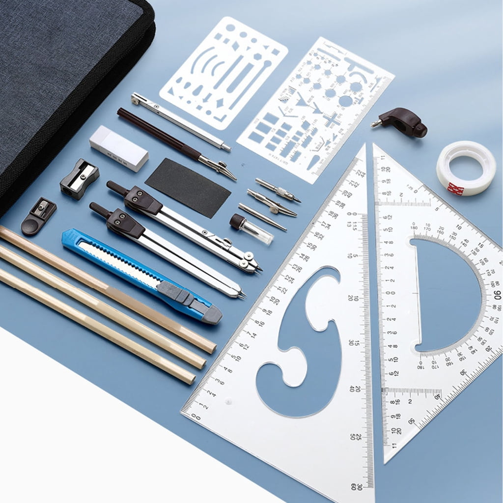 Professional Geometry Set Student Geometry Math Set with Metal Compass, Divider