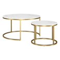 thumbnail image 1 of Henn&Hart 35"W Modern Metal Coffee Table in Gold/Faux Marble, 1 of 10