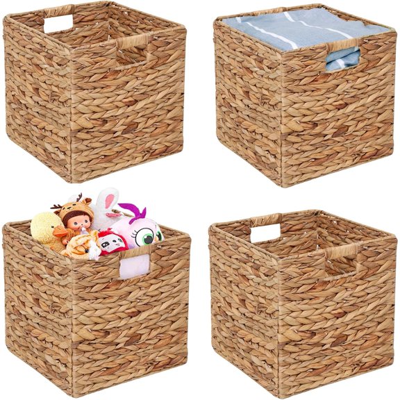 Black Foldable Storage Cubes Bins , Fabric Storage Box Cubes Organizer Baskets with Dual Handles for Home Organizer (Black)