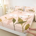 thumbnail image 3 of Manfei Fashion Flower Print Twin Sheet Sets, Plant Botanical Twin Fitted Sheet, Chic Minimalism Minimalst Flat Sheet, Luxury Bedroom Decor, 3pcs, 3 of 7