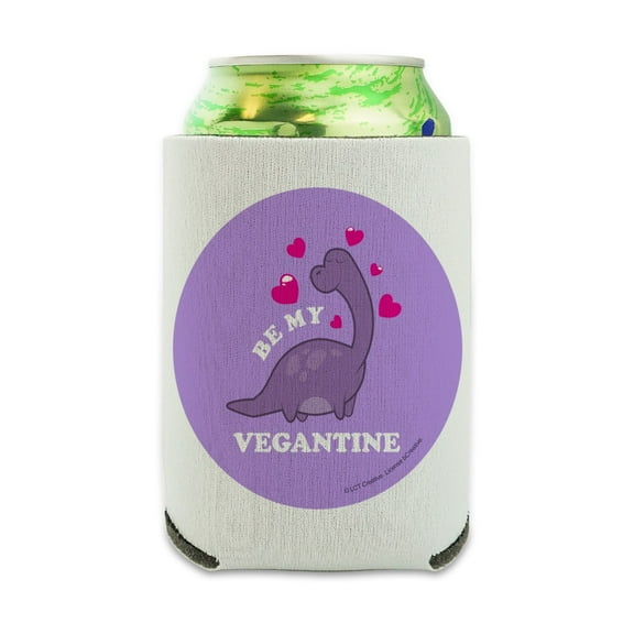 Be My Vegantine Valentine Vegan Funny Humor Can Cooler - Drink Sleeve Hugger Collapsible Insulator - Beverage Insulated Holder