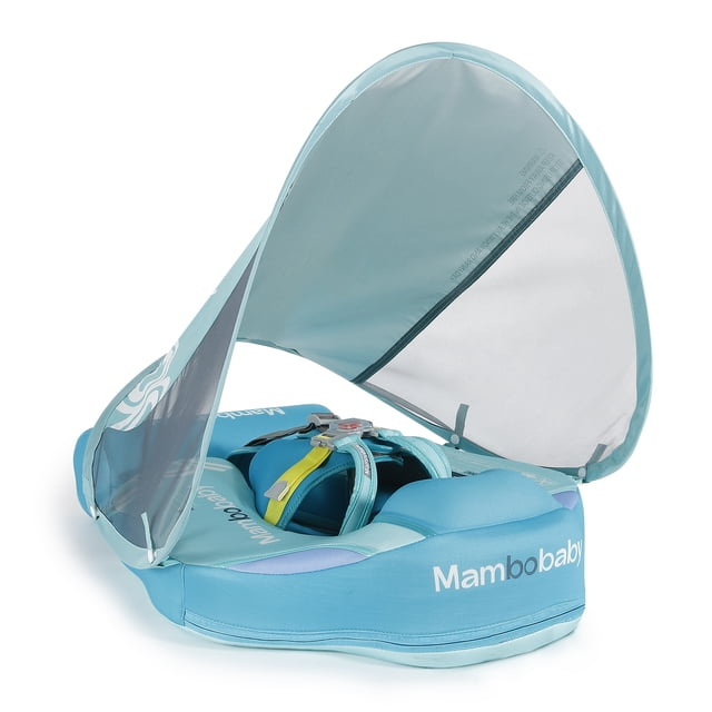Anillo de natación Mambobaby Flotador de natación para bebé no inflable Flotador de natación para bebé suave e impermeable Entrenador de natación agradable para la piel con flotador de cola + toldo so Mambobaby Anillo de natación