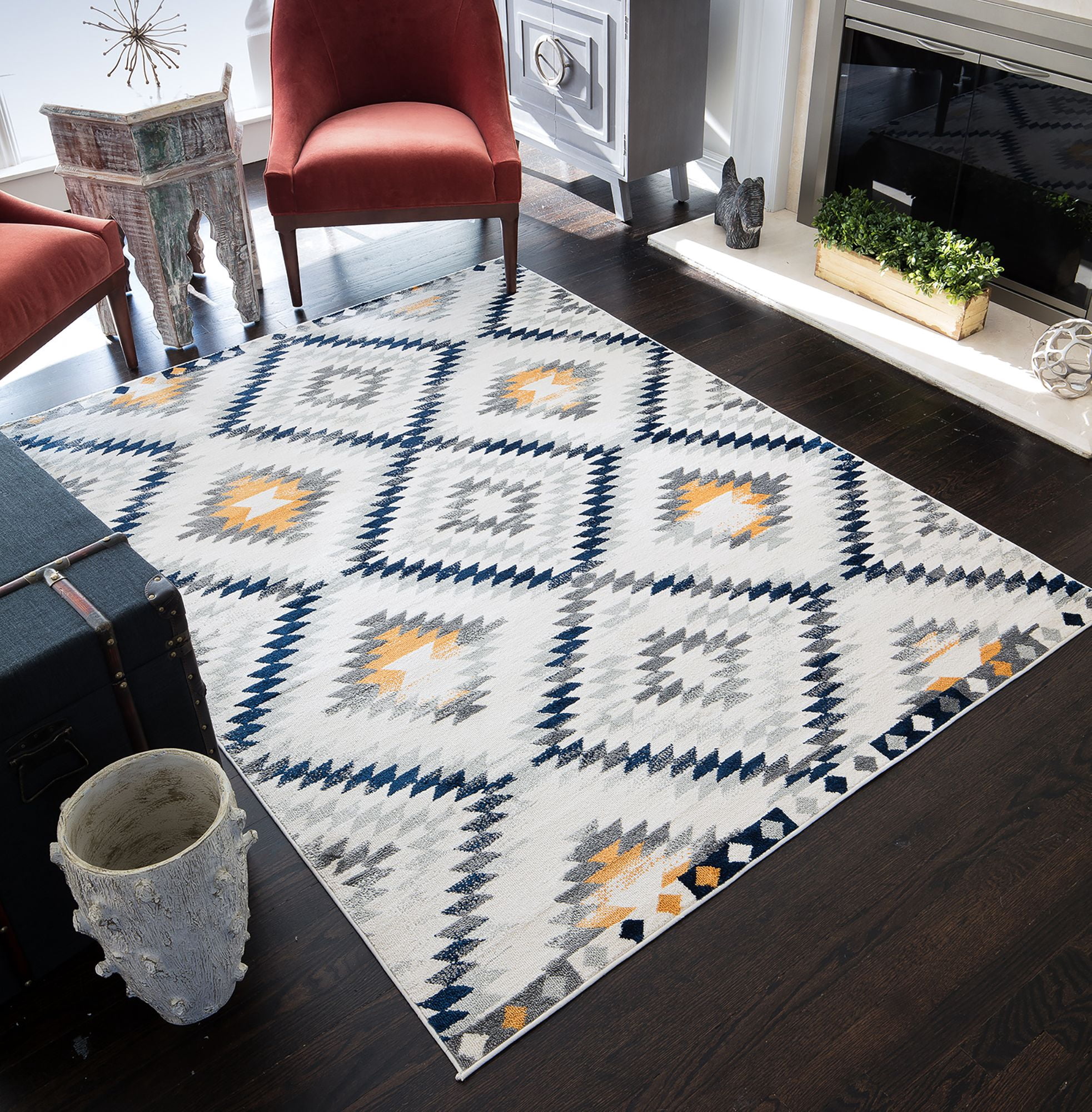 Soleil BR30A Kilim Gold Tribal Moroccan ivory Area Rug, 3'x5'