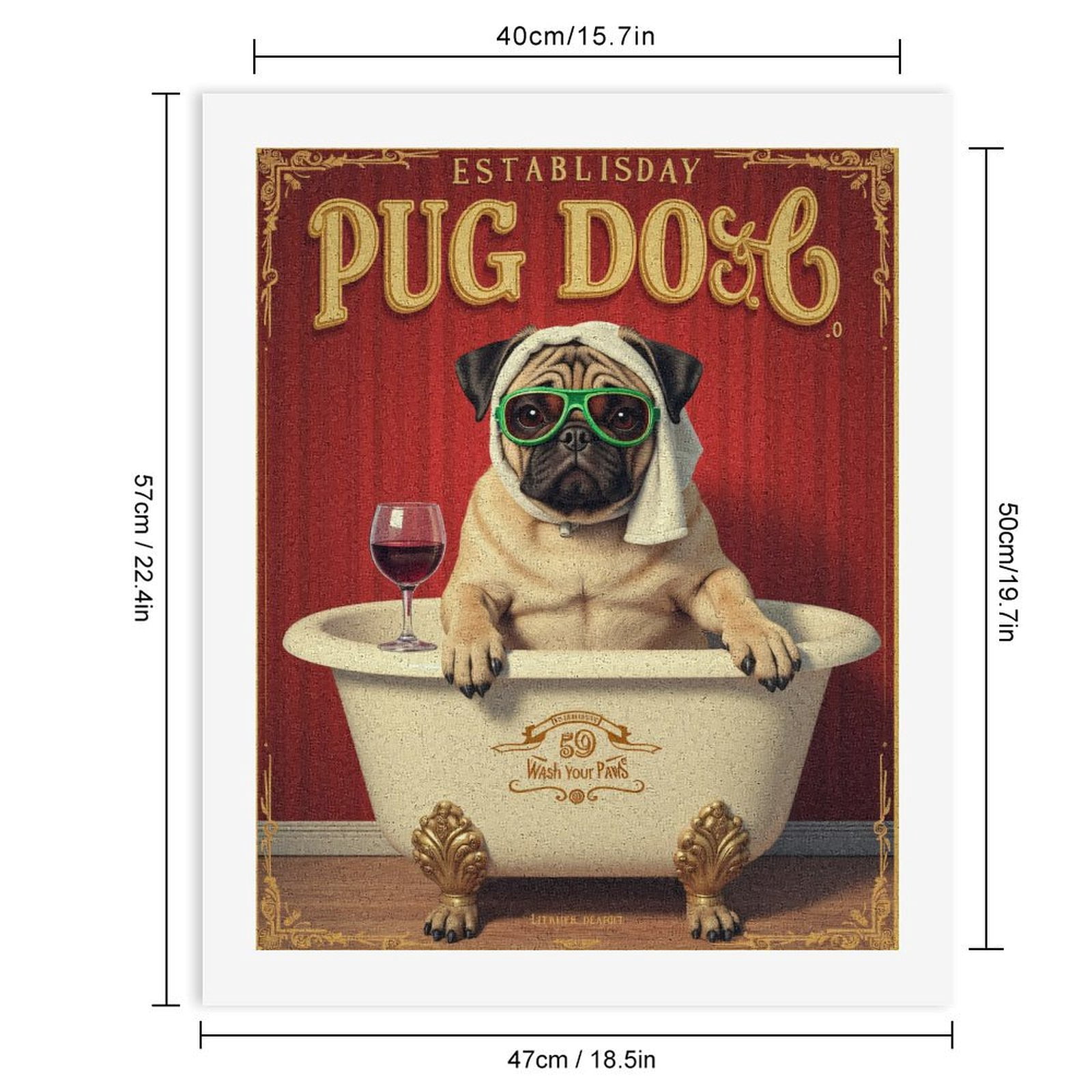 Paint By Numbers Kit for Adults Beginner - DIY Dog Spa Bath Comedy Art Deco Canvas Painting Kits for Adults, Frameless Paint By Number for Adults for Home Wall Decor 16x20 Inch