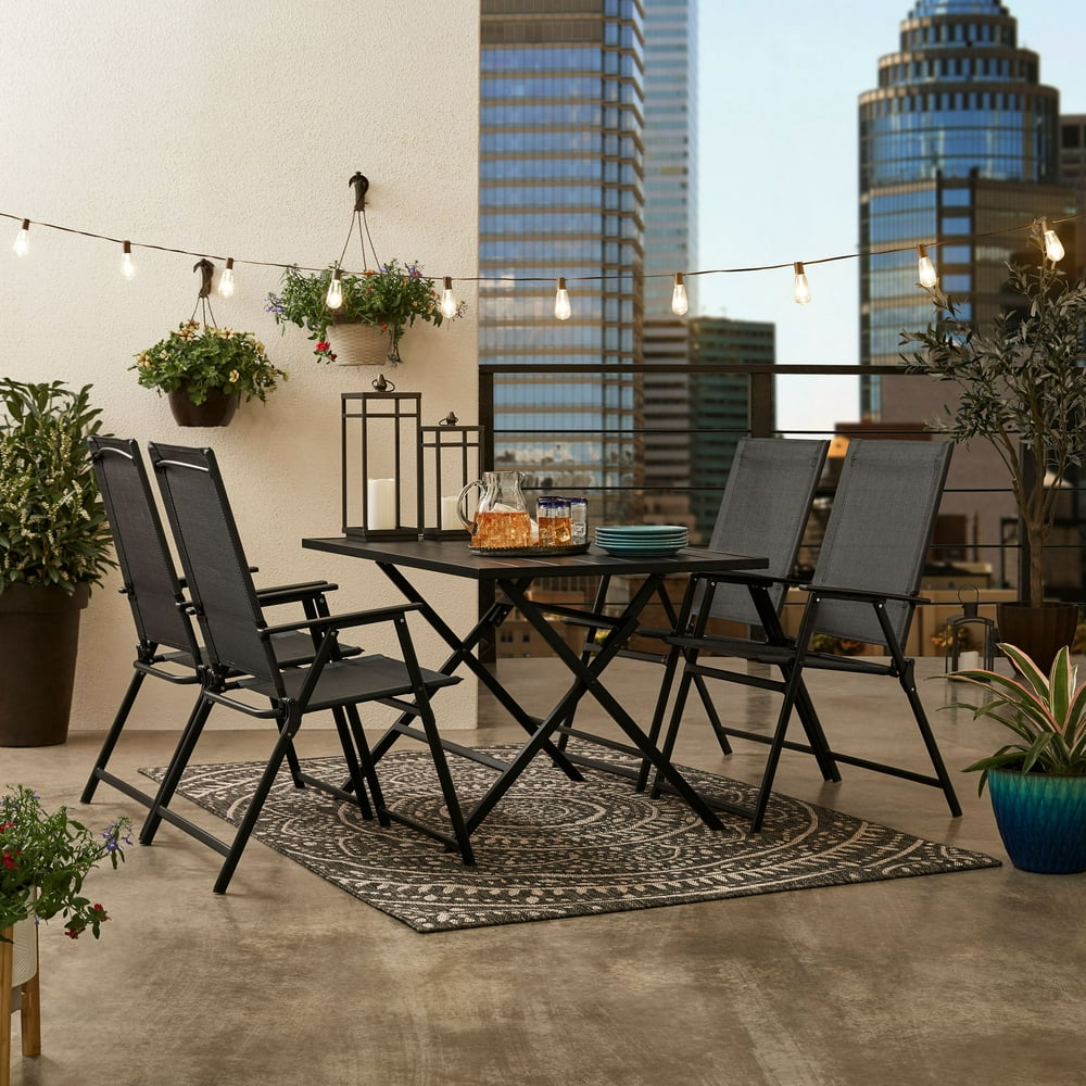 Mainstays Greyson Square Patio 5 Piece Folding Dining Set Included 4