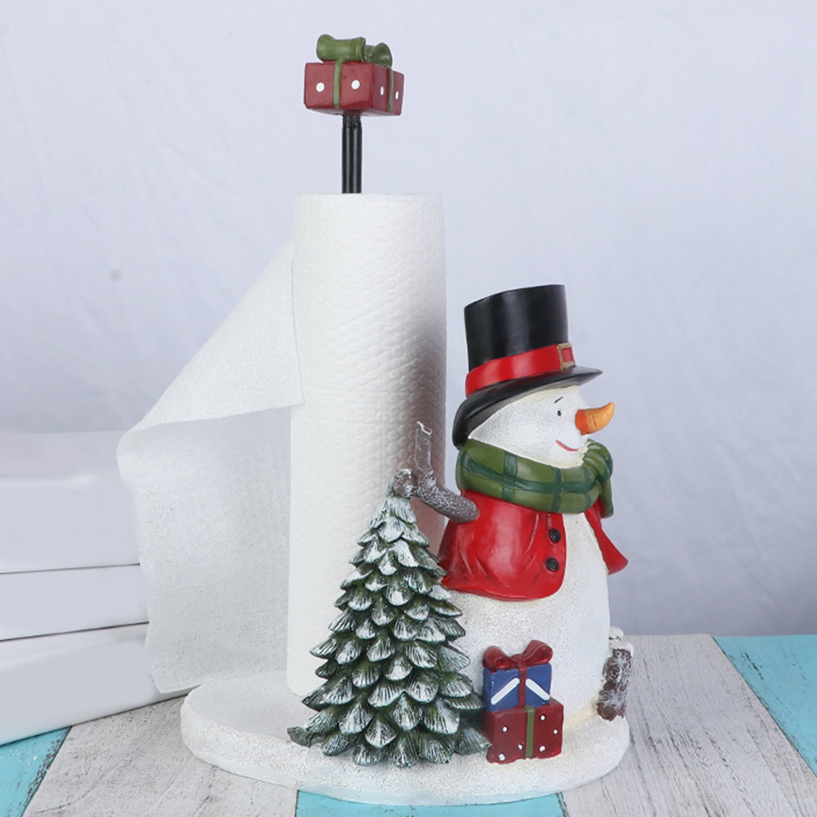 Hadanceo Paper Towel Holder Cute Vertical Roll Stand Christmas Santa Tissue Holder Desktop