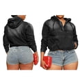thumbnail image 2 of Women'S Half Zip Denim Hoodie Pullover Jackets Jean Tops Red XXXL, 2 of 6