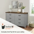 Lancaster Farmhouse Oak Top 6Drawer Dresser, Gray, by Hillsdale Living