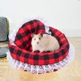 thumbnail image 3 of Dengjunhu Hamster Bed Lace Edge Plaid Design Warm Christmas Hamster House Cute Pet Sofa for Winter, 3 of 7