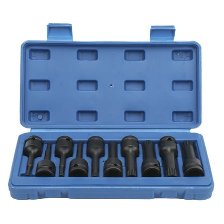 

Bit Socket Set Drive Socket Bit 1/2in Drive Socket Auto Repair Tool 10Pcs Socket Set 1/2in Drive Screwdriver Bit CRMO Impact M5M18 Tool 78mm Length W/Storage Box