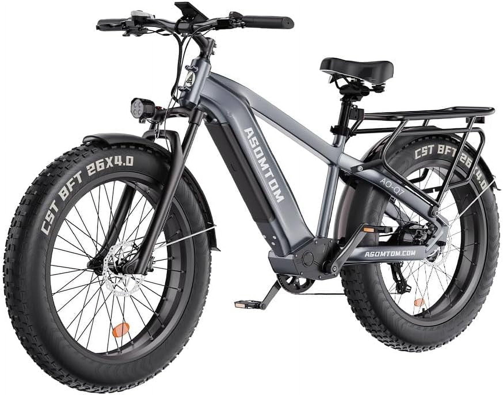 ASOMTOM ，26" x4.0 Fat Tire Electric Bike for Adults, 750W Motor 28+MPH, 48V 15Ah Removable Battery, Shimano 7-Speed, Suspension Fork, Cruise Control - Electric Mountain Bicycle