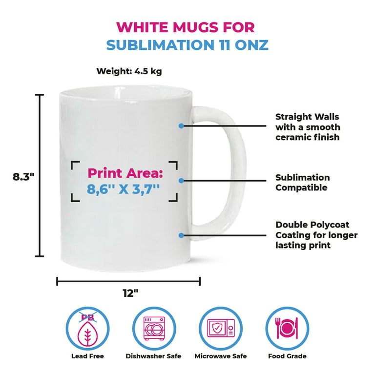 SketchLab 11oz White Circle Sublimation Mug, Ideal for Creating Custom  Coffee Mugs, Hot Press Sublimation Mug, Infusible Blank with Sublimation  Ink (36 Units.)With individual gift box 