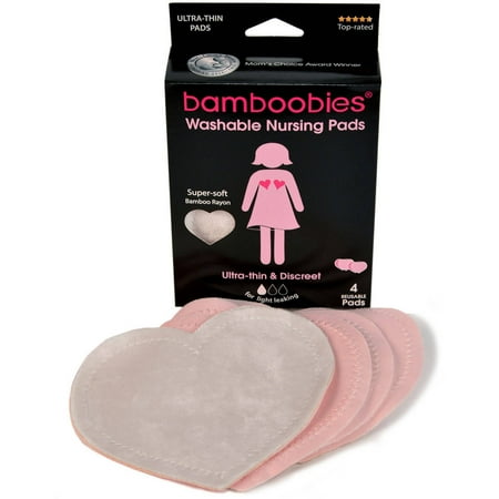 Bamboobies Washable Nursing Pads, 2-Pair, Regular, Light Pink