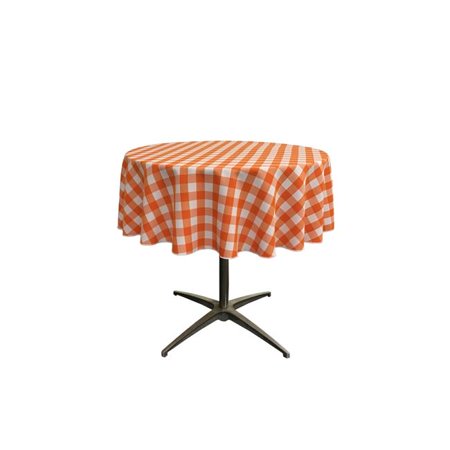 

TCcheck51R-OrangeK48 Polyester Gingham Checkered Tablecloth White & Orange - 51 in. Round