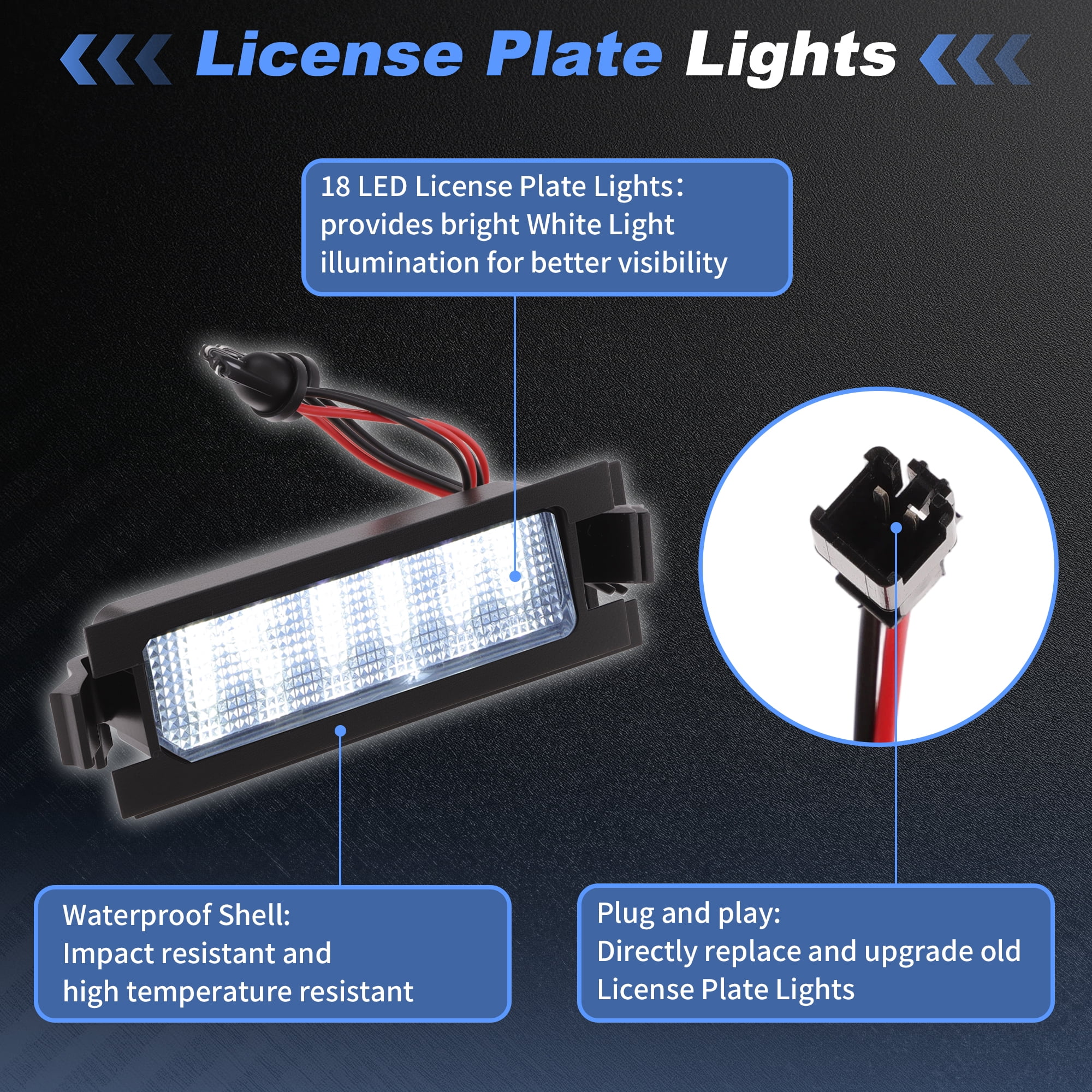 Unique Bargains LED License Plate Light for Kia Pro Ceed (for ED) 2006-2011 for Kia Ceed 2 (for JD) 2012-2020 White Light LED Tag Light Plastic No.3076322531/925011H500 1 Set