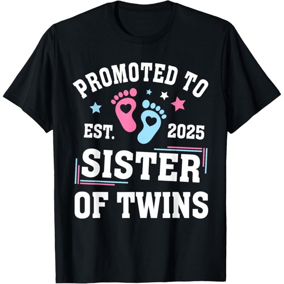 Playful Comfort Tee - Promoted To Sister Of Twins Est 2025 Gender Reveal T-Shirt